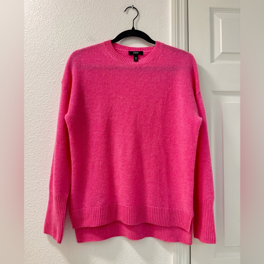 AQUA Cashmere100% Cashmere Crewneck Sweater size small in pink